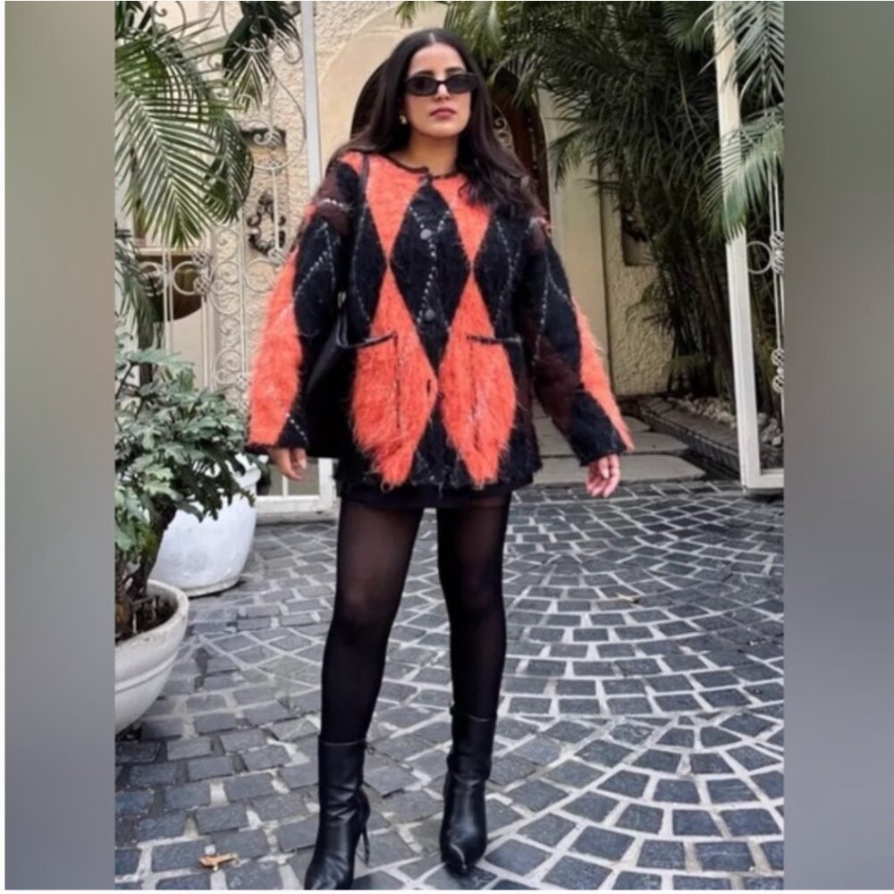 Zara KNIT JACQUARD CARDIGAN NWT - Picture 2 of 14